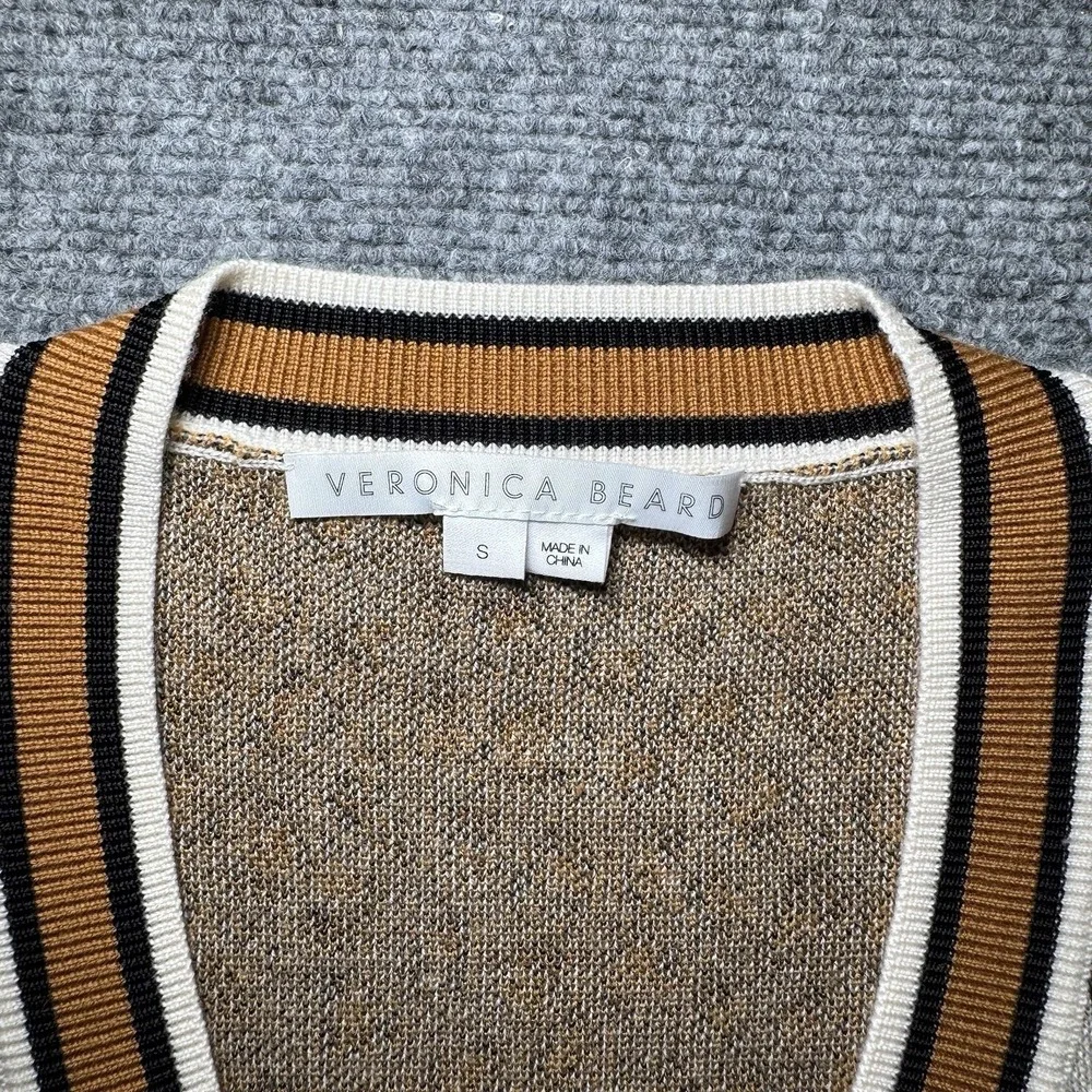 Veronica Beard Leopard Cheetah Print V-neck Pullover Sweater S Merino Wool Blend - Picture 5 of 13